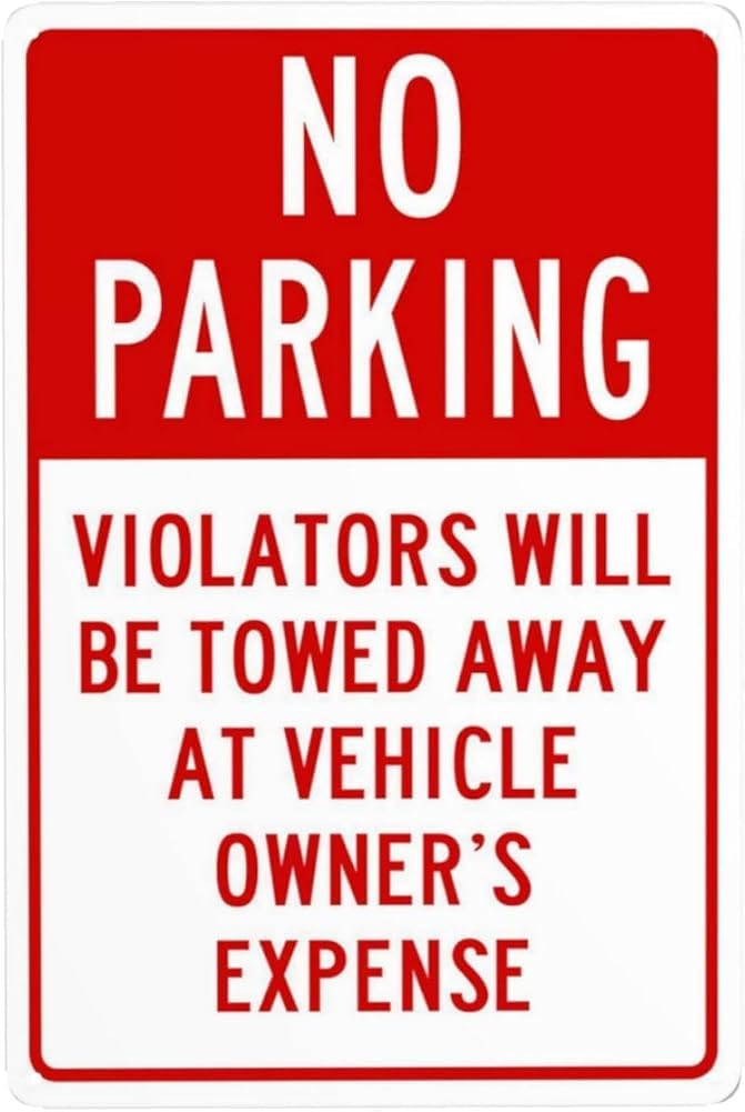No Parking Violators Will Be Towed Away Metal Warning Signs Cautions Security Tin Sign Safety Posted For Street Business Wall Decor Gift For Women Men 8x12 Inch