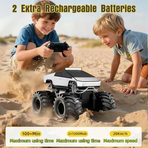 Remote Control Car, 1:18 Amphibious RC Cars, 4WD All Terrain Off-Road Pickup, 2.4GHz Waterproof Cyber Truck, 360° Rotatable Monster Truck Toys for Boys Christmas Birthday Gifts Age 6 7 8 9 10-13+ - Image 6