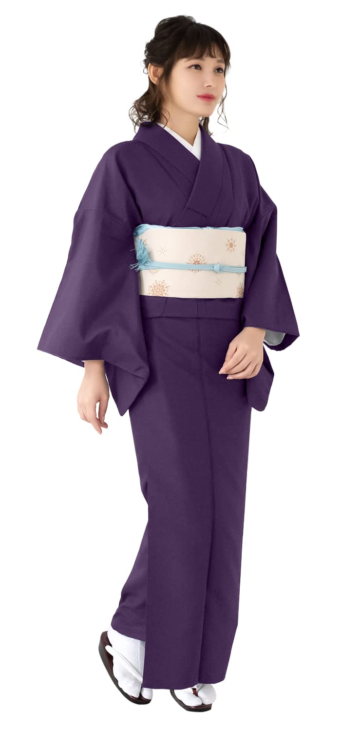 Amazon | [KYOETSU] [キョウエツ] 着物 洗える 単衣 色無地 ちりめん