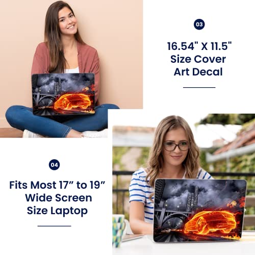 Image of LSS 17 17.3 Inches Laptop Notebook Skin Sticker with 2 Wrist Pads - Reusable Cover Protector Vinyl Sticker Cover Decal Fits 17 inch - 19 inch HP Asus Acer Samsung - Flame Racer Car Pattern