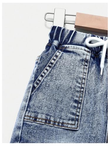 GORGLITTER Boy's Cargo Jeans Elastic Waist Skinny Denim Pants with Pockets3