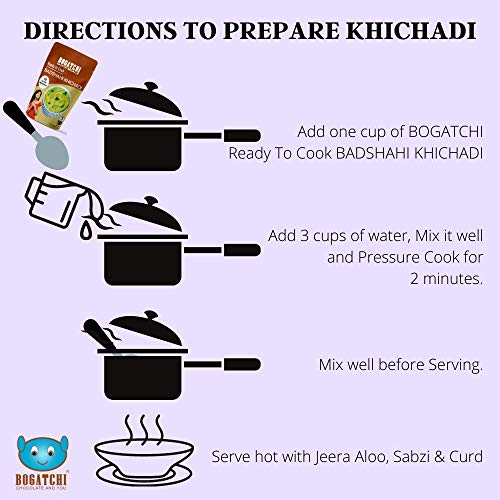 Image of BOGATCHI Quick Meals - Ready to Cook Authentic BADSHAHI KHICHDI - 200 g , Ready to Eat Meal and Tasty Instant Meal, 100% Natural Ingredients, No Preservatives, No Artificial Flavours & Colours