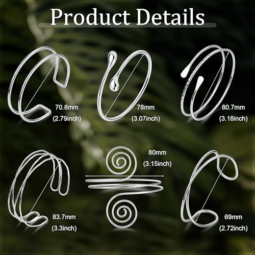 6Pcs Boho Coil Arm Cuff Bangle Set - Adjustable Minimalist Open Arm Cuff Armlet Armband2
