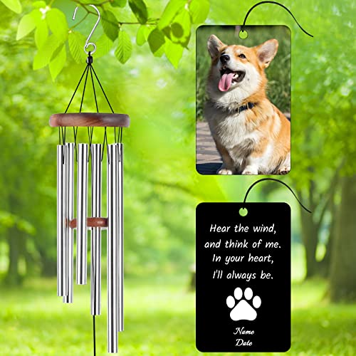 Image of Personalized Custom Wind Chimes Memorial Gift for Loss of Loved One Mother Dad Mom Dog Pets Customized Outdoor Sympathy Wind Chimes with Photo Text