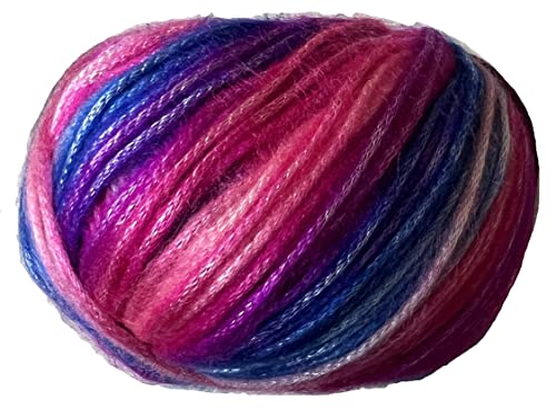 Image of Picasso (3 Pack) Light Shinny Yarn for DIY Hand Knitting and Crochet - 44% Acrylic, 56% Polyester (3x1.76 Oz), (3x125 yds) in Violette-Blue, Pink, Lilac, Fuchsia