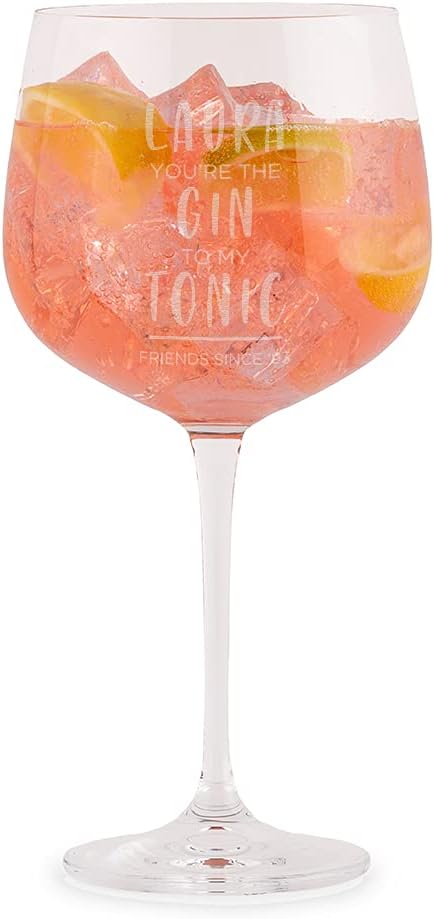 Personalised Gin Glass for best friends/You're the Gin to my Tonic Gin Engraved gin Goblet/Christmas or Birthday gifts for her