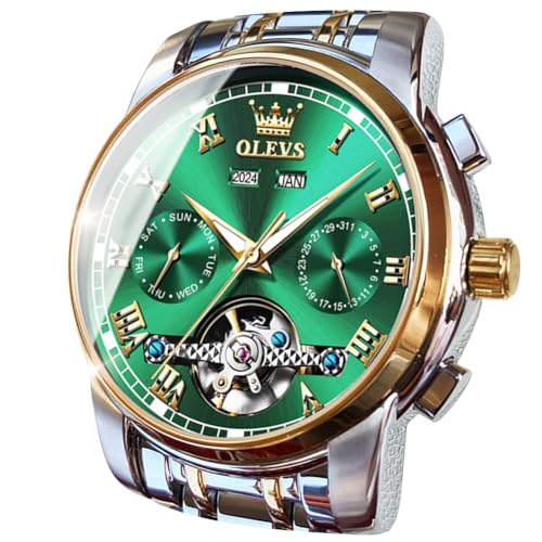 Image of OLEVS Automatic Watch for Men Self Winding Mechanical Luxury Business Stainless Steel Multi Calendar Waterproof Luminous Wrist Watches