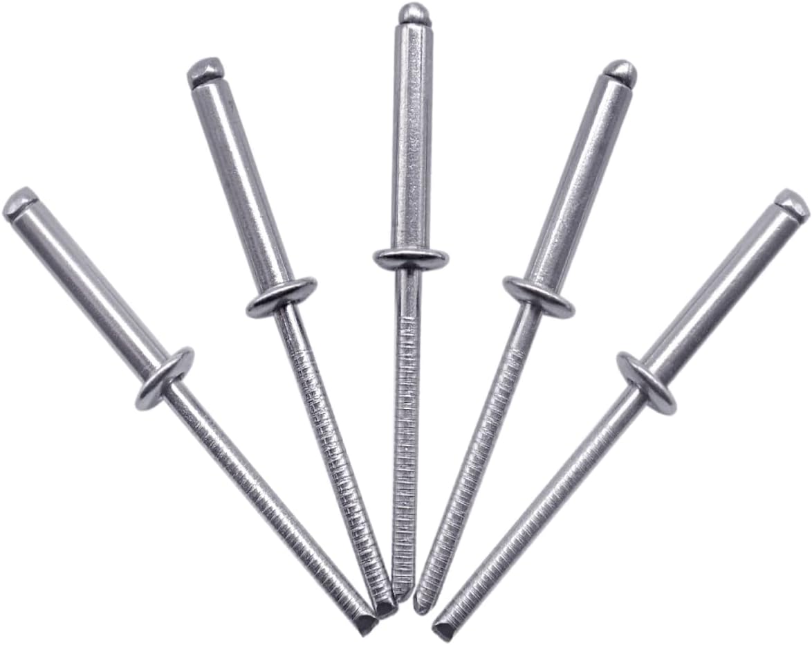 (Pack of 100 pcs) Stainless Steel Blind Rivets 4.0 x 25 mm, Dome Head, Pop Rivets, DIN 7337, A2 Rivet, Grooved Mandrel (100