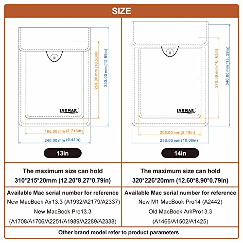 Laptop Sleeve Compatible With 13-14-16 Inch M1 M2 Macbook Pro/Macbook Air/Ipad Air/Ipad Pro, Faux Leather 14In Case, Brown #TOP5