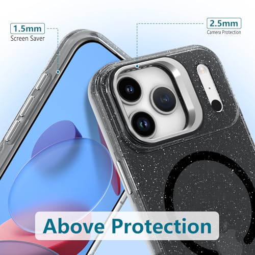 Coque iPhone 17 Pro Max silicone rigide magnétique couleur violet pailleté - 6