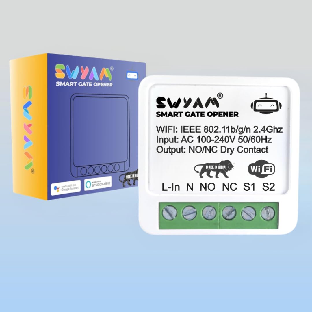 Smart WiFi Door Gate Opener Module by SWYAM® | NO/NC Relay Switch for Automatic Gates, Door Locks & Access Control | App Control | Alexa & Google Compatible | Made in India-image-44