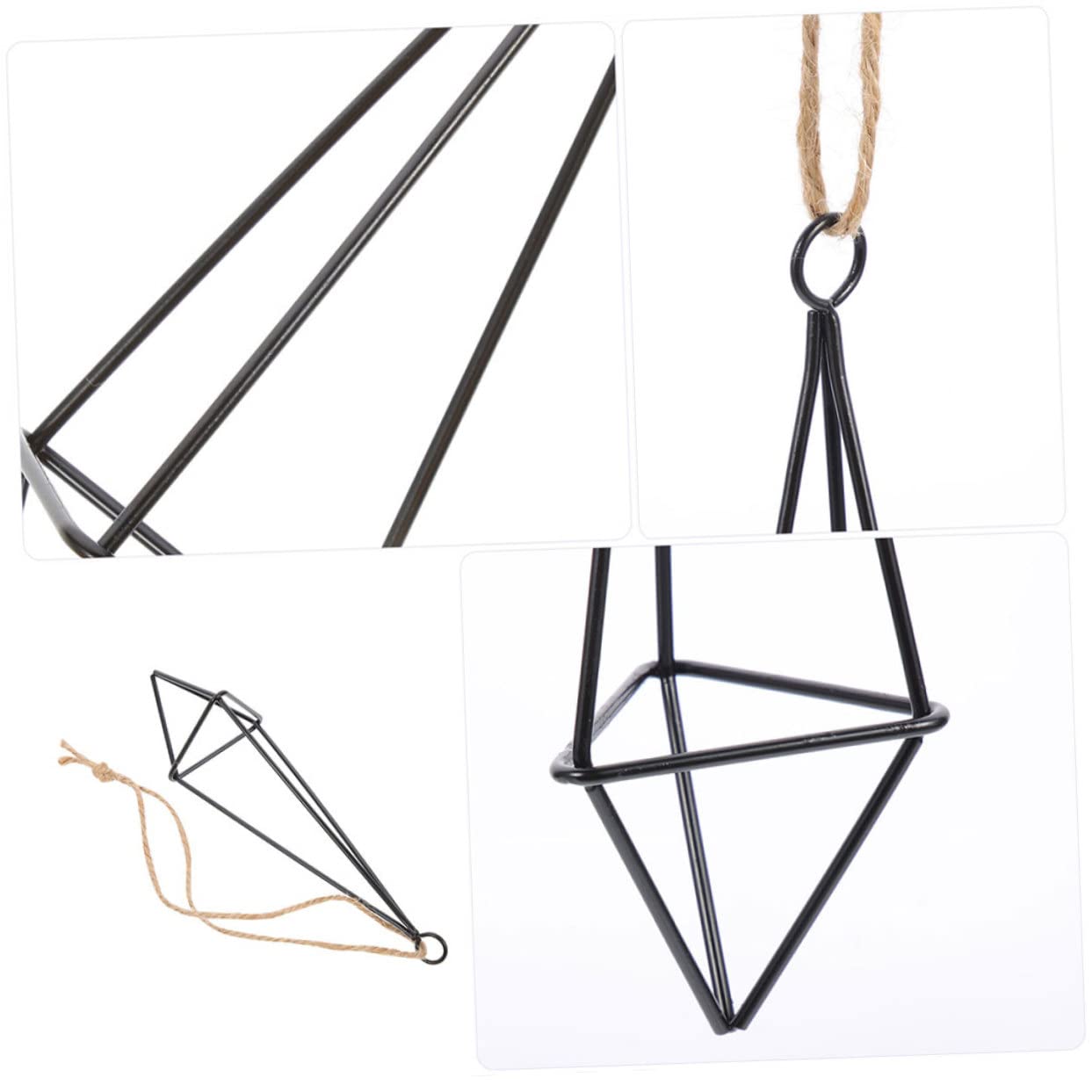 VANZACK 4 Ensembles Jardinière Suspendue Support De Plantes Suspendues Crochet De Jardinière Suspendu Suspension Cintre pour Plantes D'extérieur Tillandsia Stand Le Fer Noir 2 Pièces * 4