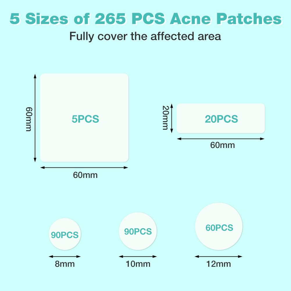 BUTBU 265 Pieces Large Pimple Patches, 4 Sizes Translucent Hydrocolloid Spot Patches, Invisible Mighty Blemish Patches - Image 2