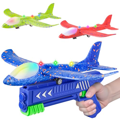 Airplane Launcher Toy with 3 Pack Foam Glider Planes (Glider Planes-3)