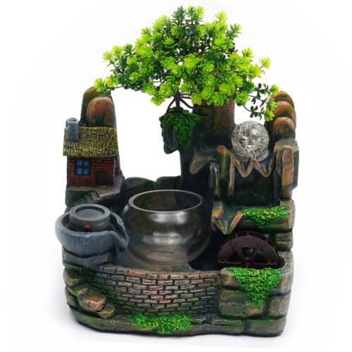 STILISTA® Fontaine De Jardin Cascade - Décorative, 49 X 28 X 20 Cm Polyresine Avec Eclairage Led Pompe Incluse 90883242