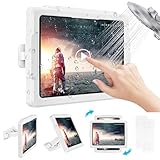 MoKo Shower Tablet Holder, Stretchable Waterproof タブレット防水ケース お風呂 iPad お風呂 ケース タブレット/スマホ兼用 厚さ12mm/11inまでに対応 壁掛けホルダー 360°回転 防霧 貼り付けタイプ タッチパネル操作可能 浴室 洗面所 トイレ キッチン White