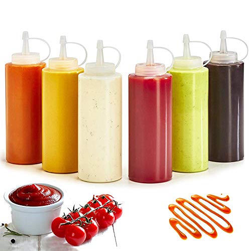10 PCS 12 oz/360 ml Condiment Squeeze Bottles,Plastic Squeeze Bottles,Sauce Bottles with Cap Lids for Sauce,BBQ,Condiments,Oil,Liquids,Paint,Provide 21 chalkboard labels and 1 Chalk Marker