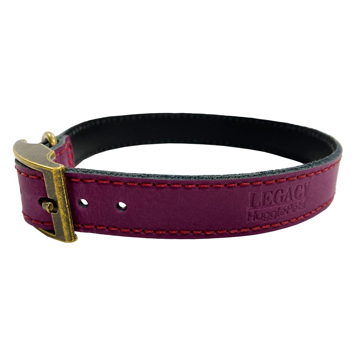 HugglePets Leather Dog Collar and Lead Set Legacy British Handmade Leather (Merlot, Small 30-35cm), Small 30 - 35cm - Image 2