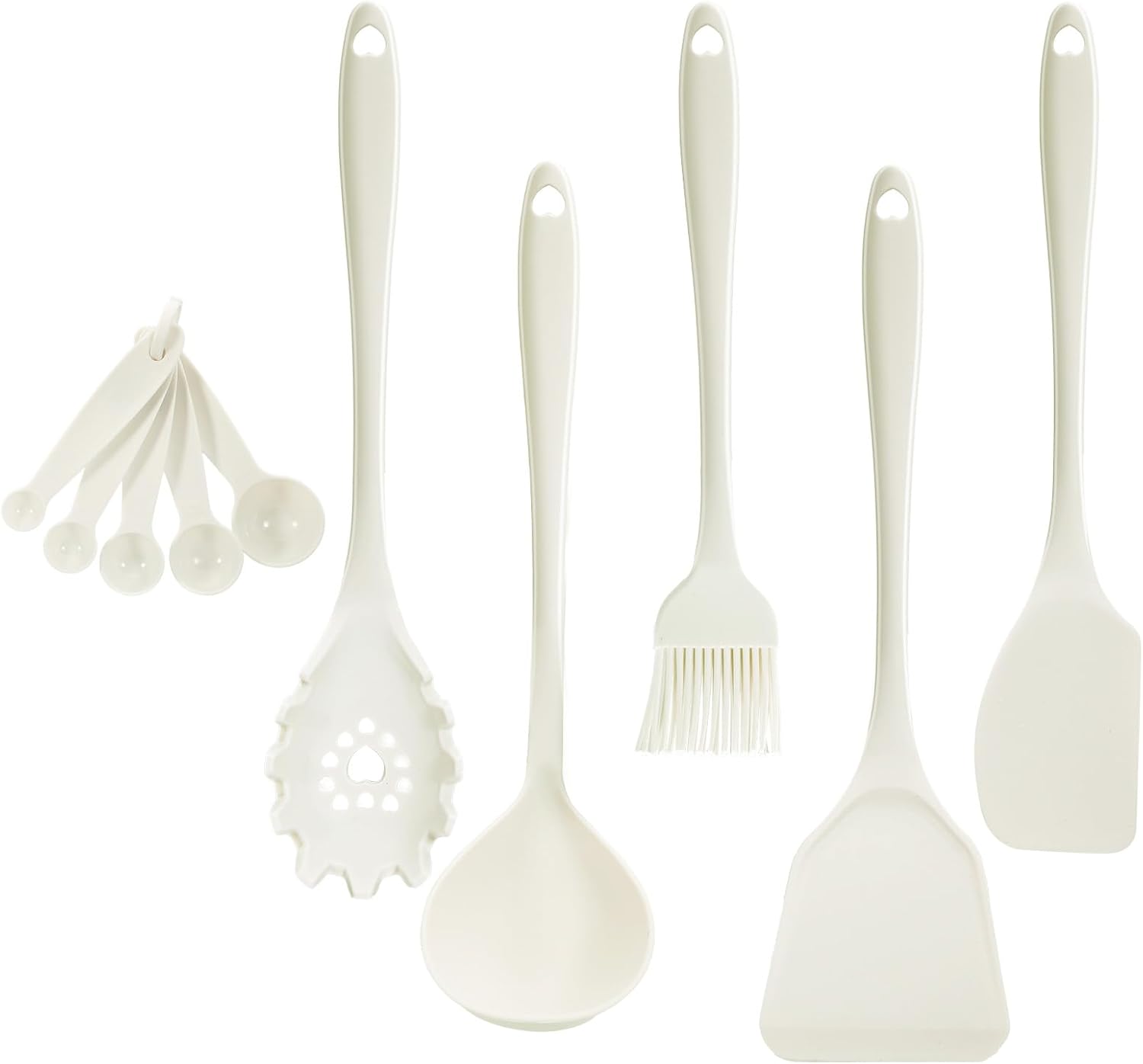 Ganiza Cooking Utensils for Nonstick Cookware, 10pcs, Solid Turner, Soup Ladle, Pasta Server, Silicone Spatula, Basting Brush, Measuring Spoons Ganiza Cooking Utensils for Nonstick Cookware, 10pcs, Solid Turner, Soup Ladle, Pasta Server, Silicone Spatula, Basting Brush, Measuring Spoons