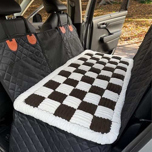 Backseat Pet Bed Mat Anti-Slip Dog Mat for Car Backseat Machine Washable Soft Non-Slip Travel Dog Car Mat for Large Dogs Custom Fit for Back Seat Extenders and Seat Covers (25.5 x 53 Inch)