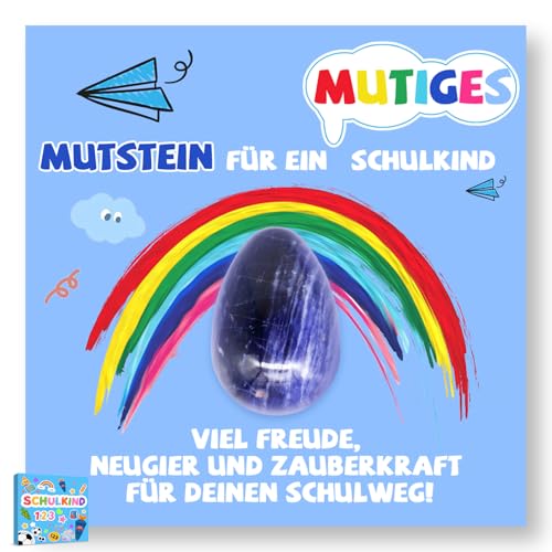 AN-WATTY Blaue Einschulung Geschenk Glückssteine, Mutstein für Schultüte...