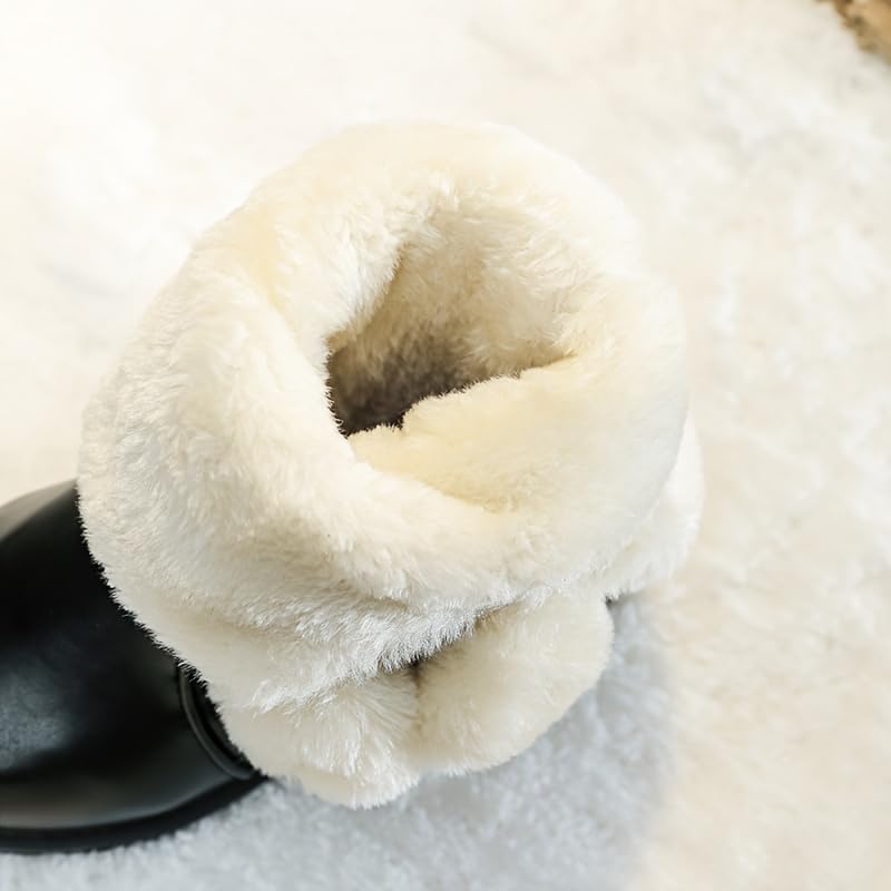 Kids Cute Snow Boots with Bow Tassels, Mid Tube Slip On Boots, Winter Warm Boots for Girls Fuzzy Fleece4