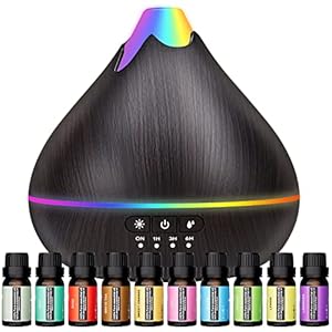 Essential Oil Diffusers 550ml Diffuser ,10 Essential Oils Diffuser Gift Set,Advanced Ceramic Ultrasonic Technology…