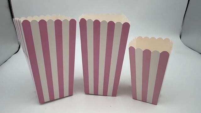 Image of 40 Pcs Paper Pink Popcorn Boxes, Pink Popcorn Bags with White Striped, Popcorn Boxes for Party, Popcorn Holders for Party Birthday Favor Supplies.(40 boxes large) (Pack of 4)