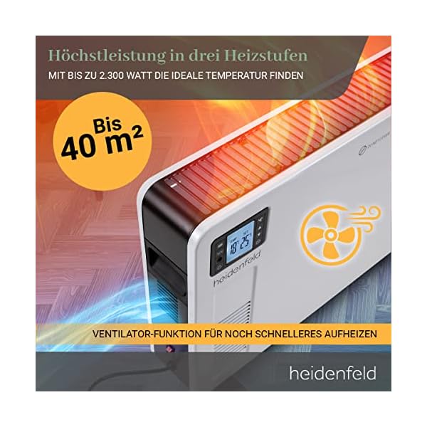 Heidenfeld Elektro Konvektorheizung EK100 | 3 Jahre Garantie - 2300 Watt - Fernbedienung - Timer - LCD-Display… – Bild 4