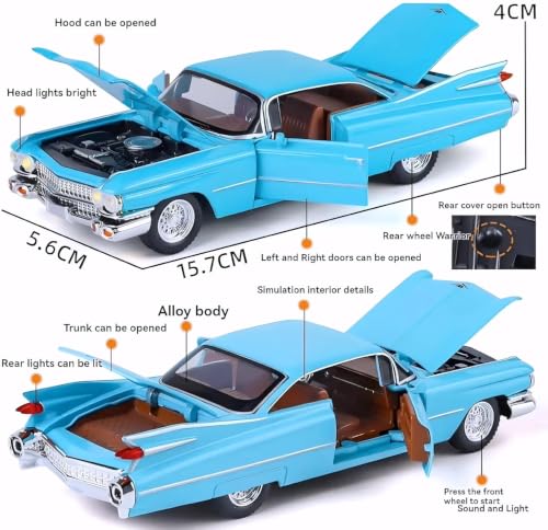 Image of Sky Tech Cadillac Eldorado Vintage Car 1:32 Scale Model Exclusive Alloy Metal car Pull Back Die-cast Metal Toy with Openable Doors Light Music Best Gifts Toys Kids【Colors as Per Stock】