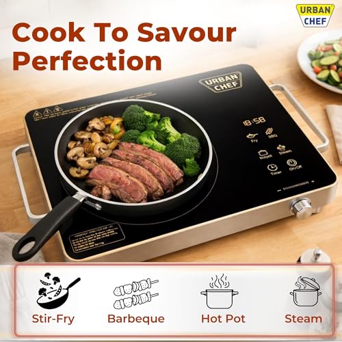 Image of Urban Chef Grace Pro Infrared Cooktop 2000W | Touch Control Panel | Timer & Boost Mode With Digital Disply | Fast & Even Heating