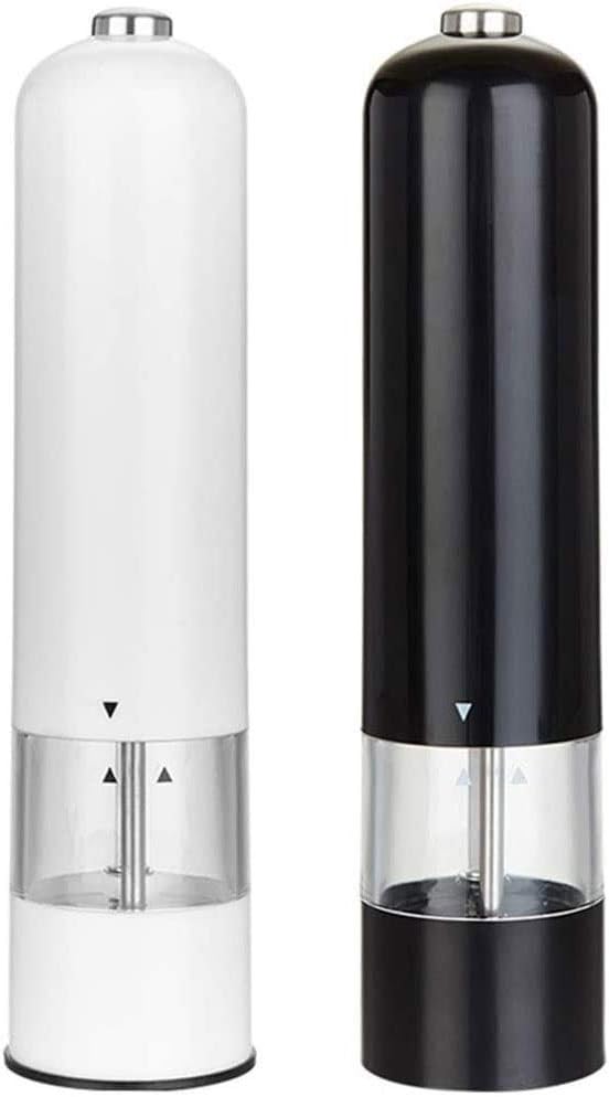 2PCS Salt and Pepper Shakers Grinders Set,Adjustable Coarseness, Small Peppercorn,Black Pepper,Fits in Home,Kitchen,Barbecue,White (C