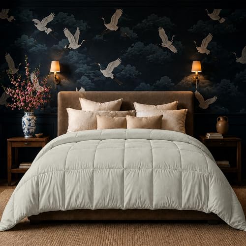 Image of HomeSmart King Size Weighted Comforter 30 lbs, 3X More Fluffy Than A Weighted Blanket, Soft Plush Fabric, Also Fits California King Beds, Grey