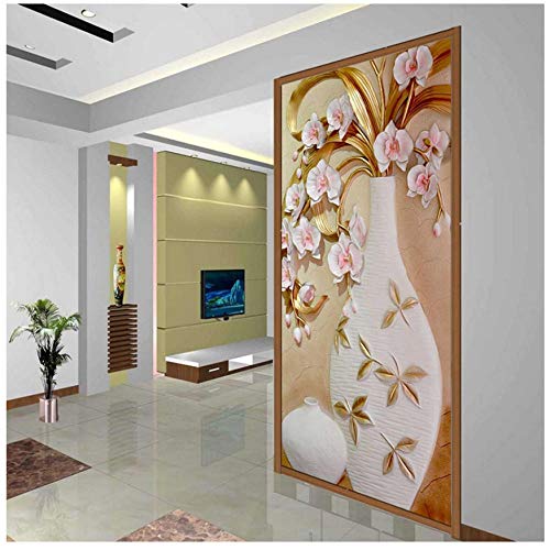 Tamaño personalizado Relieve estereoscópico 3D Florero Florero Entrada de la sala Telón de fondo Diseños de murales de pared Papeles de pared murales insonorizados 3D-400X280CM