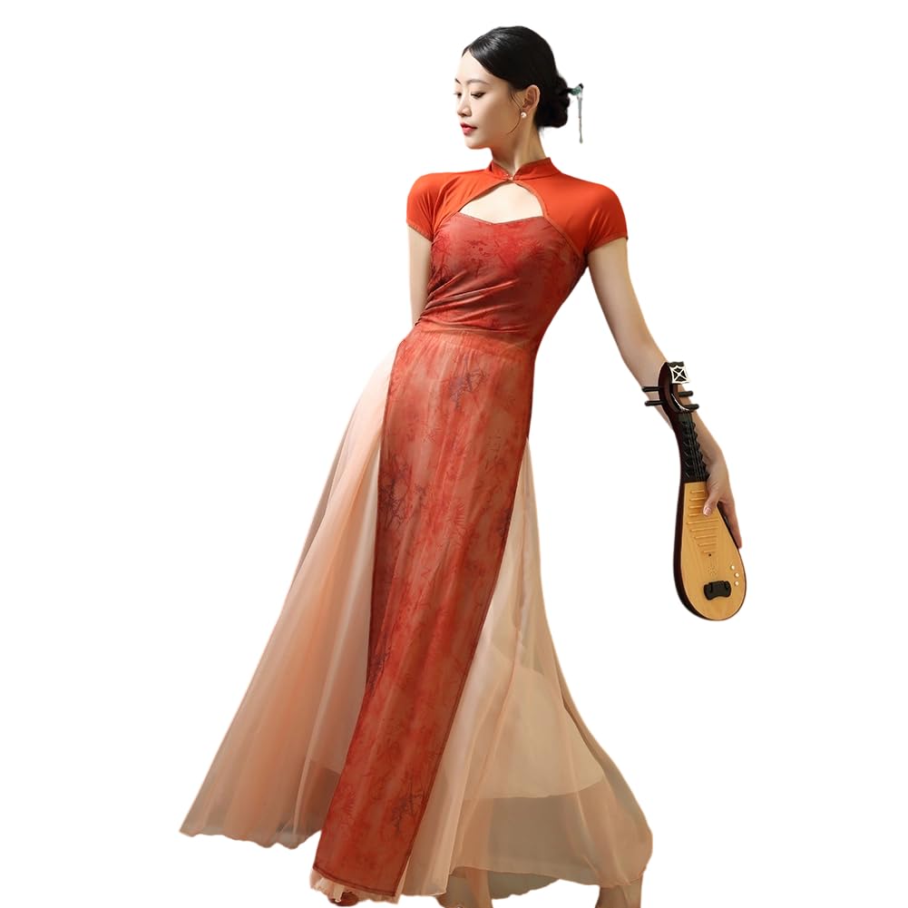 ROYAL SMEELA Set di Qipao Moderno per Donne,Abito Cheongsam Stile Cinese Donna, Top + Culotte