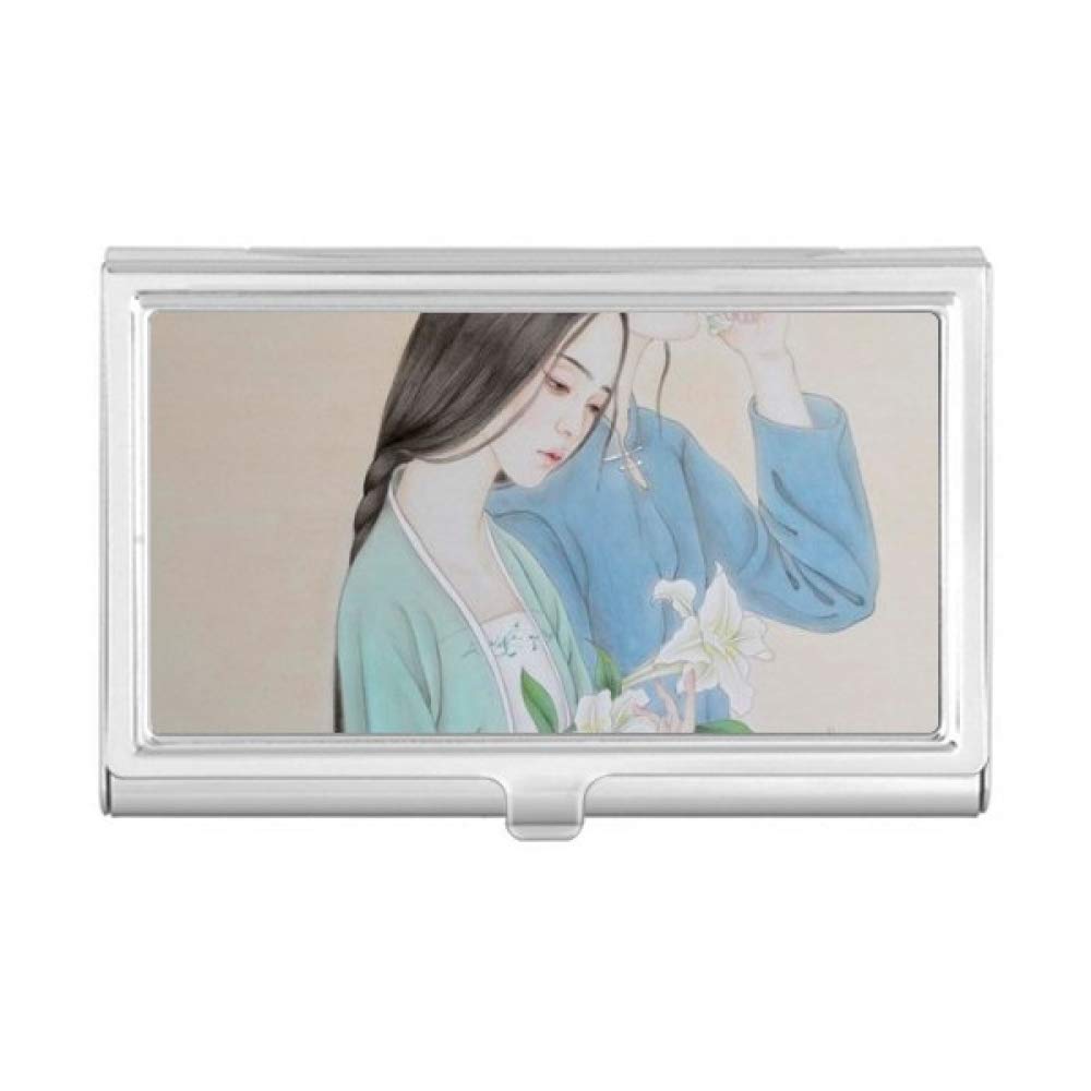 DIYthinker Lily Flower Beauty Chinese Painting Business Card Holder Case Wallet
