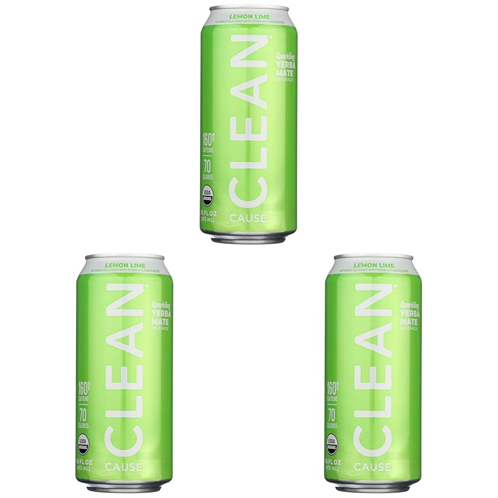 Clean Cause Yerba Mate Engergy Drink, Lemon Lime, 16 oz
