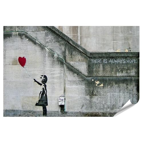islandburner Poster Mädchen mit Herzluftballon und Hoffnungsspruch - Standard ...