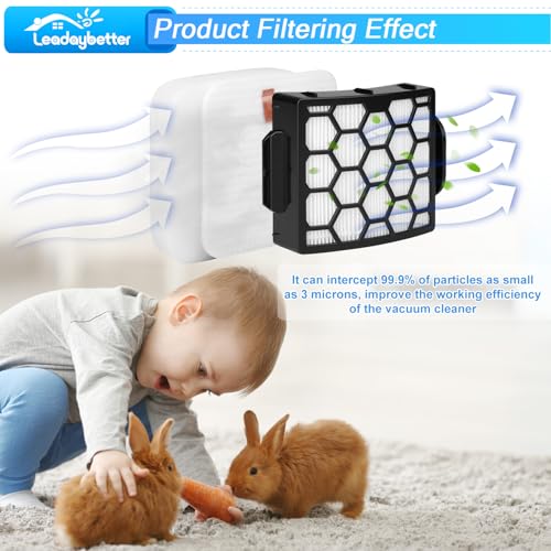 Image of Leadaybetter UV900 Replacement Filters for Shark Performance Lift-Away UV850 UV950 DuoClean Upright Vacuum, Compare to Part # XHF320 & XFFK602UKT (2 HEPA+4 Foam+4 Felt Filter Set)