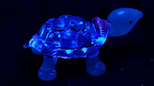 Miniatura 3 de Garden Deco brilla en la oscuridad azul profundo tortuga marina soplado a mano arte escultura de adorno de cristal