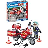 PLAYMOBIL Action Heroes 71466 Moto de Bomberos, con una Radio y