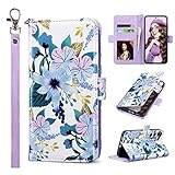 ULAK Compatible with Samsung Galaxy S23 5G Wallet Case with Card Holer for Women Girls, PU Leather Flip Case with Kickstand Shockproof TPU Inner Phone Cover 6.1 Inch, Flower