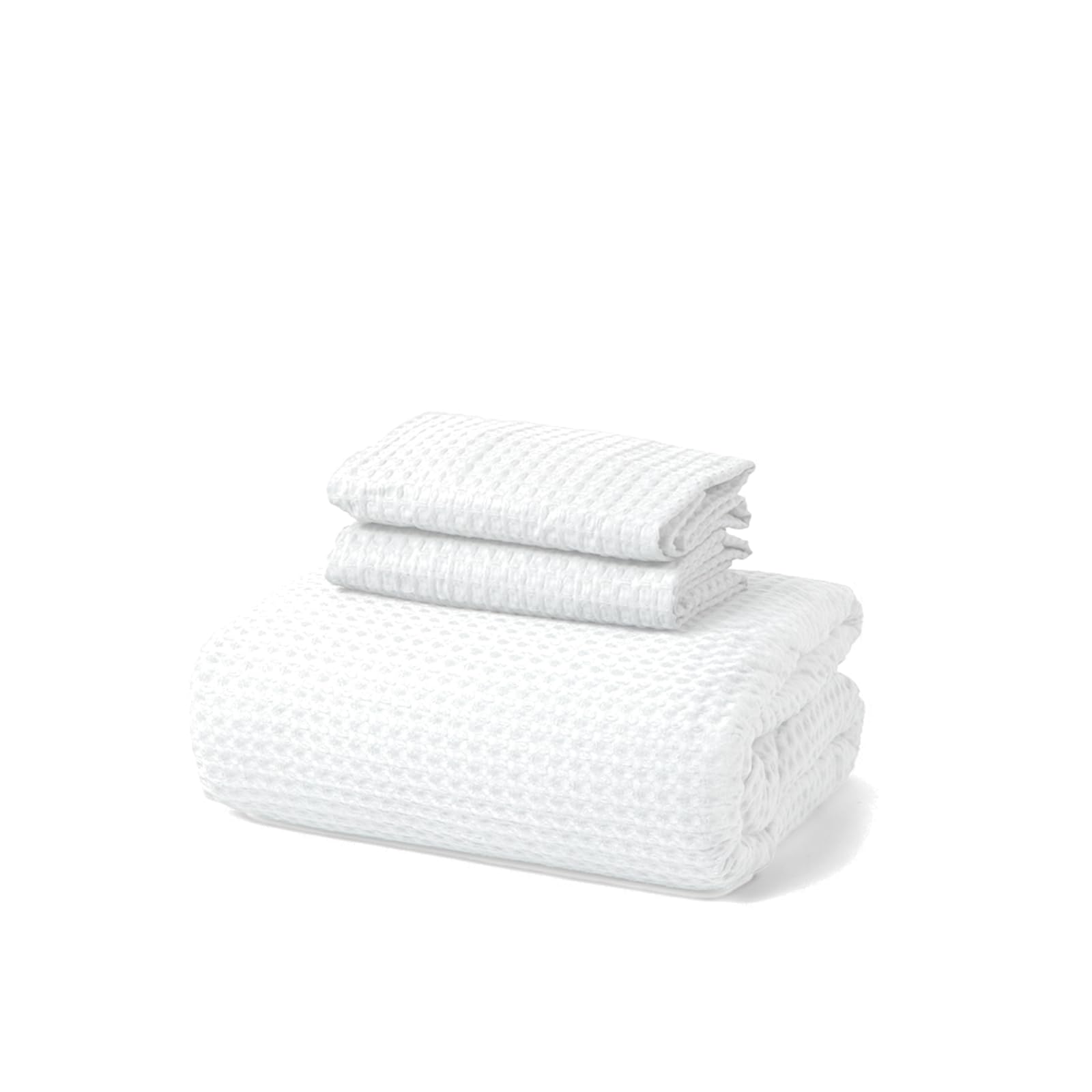 HEYLINEN Luxury Waffle Weave Duvet Cover Set with Pillowcase|100% Egyptian Cotton 600 TC|Soft Breathable Cooling Comforter Cover with Button and Corner Ties|Queen 90x90 White