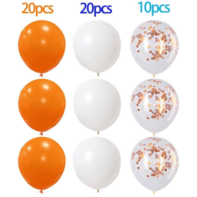 Image of 50Pcs 12inch Orange and White Party Balloons with Orange Confetti Balloons for Wedding, Birthday, Baby Shower, Halloween,Family Parties Decoration