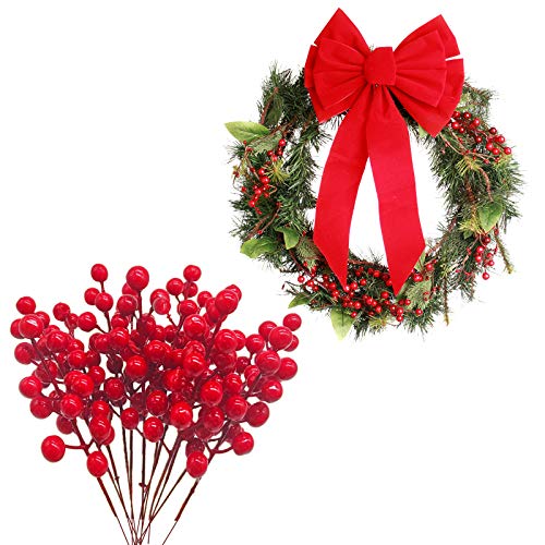 image for Xilanhhaa Artificial Red Berry Stems,24 Pcs Artificial Christmas Berri