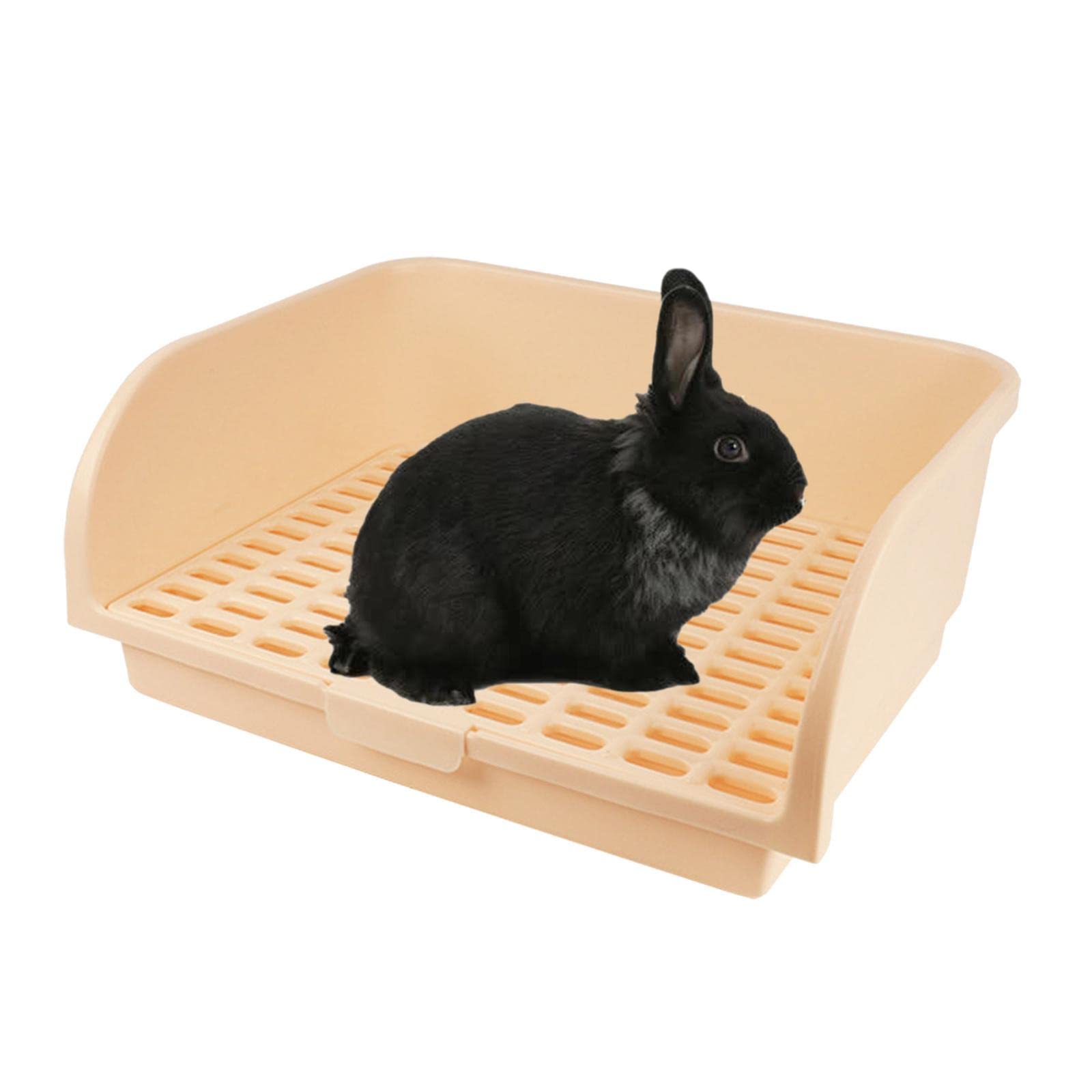 Fenteer Große Kaninchentoilette Haustiertoilette für erwachsenes Tier Erwachsene Hase Kaninchen Meerschweinchen Frettchen Katzentoilette Töpfchentrainer, Beige