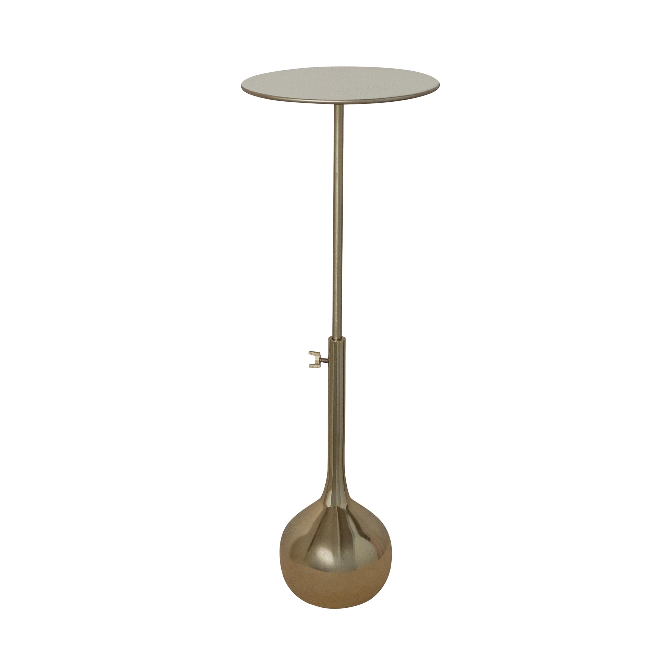 Creative Co-Op Round Enameled Aluminum Adjustable Table with Gold Electroplated Base, Ivory Color