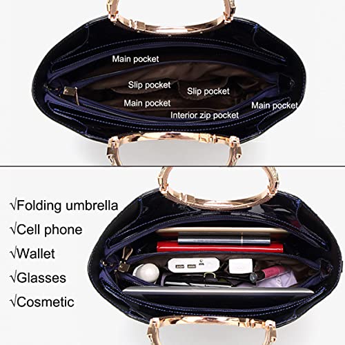 Bolso Satchel Mujer de Cuero Sintético Brillante miniatura 6
