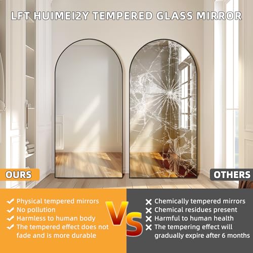 Image of LFT HUIMEI2Y 76.4 inchx37 inch Arch Full Length Mirror, Black Floor Mirror