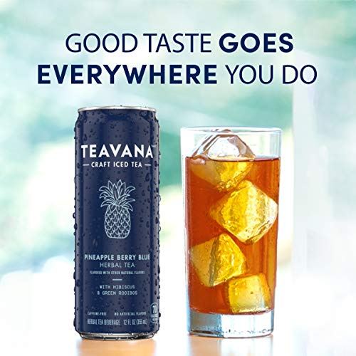 Teavana Craft Pineapple Berry Blue Iced Natural Herbal Tea with Blueberry, Hibiscus Flavor 12 Fl. Oz. Cans (Pack of 12) - Thumbnail 3